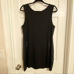 Black Sleevless Dress with Leather sides